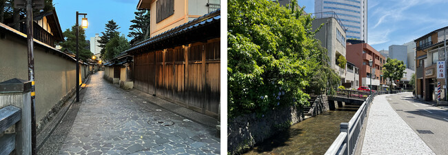 松の湯が佇む「長町武家屋敷跡界隈」と「せせらぎ通り」の景観 松の湯が佇む「長町武家屋敷跡界隈」と「せせらぎ通り」の景観