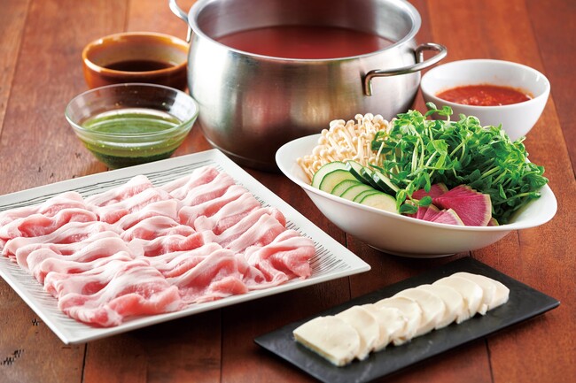 モッツァレラチーズを乗せたやまゆりポークの イタリア風しゃぶしゃぶ モッツァレラチーズを乗せたやまゆりポークの イタリア風しゃぶしゃぶ