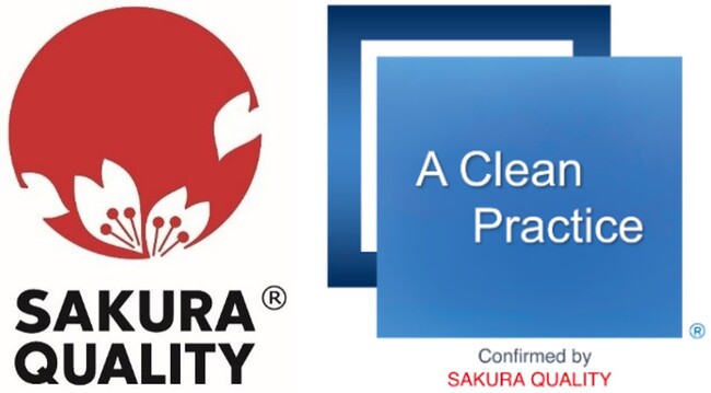 （左から）「サクラクオリティ」認証 ロゴマーク、「サクラクオリティA Clean Practice」認証 ロゴマーク