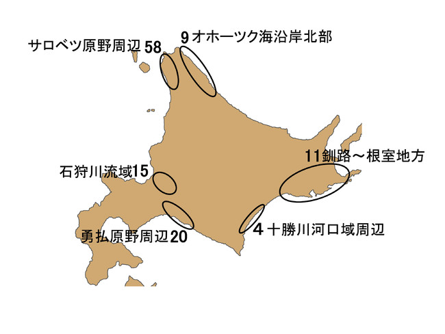 今回確認した北海道でのチュウヒのつがい数