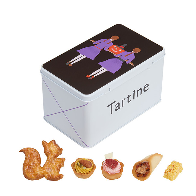 960円 【本物新品保証】 TARTINE タルティン ハロウィン缶 詰め合わせ 四角缶 小 9個入 お菓子 クッキー 手提げ袋付き