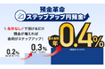 円普通預金を預けるだけで、金利が最大で年0.4%となる「ステップアップ円預金」を開始!