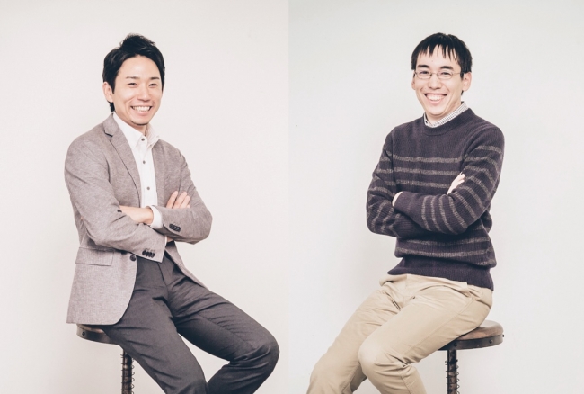 左：代表取締役 加藤勇志郎(28)　　右：C T O小橋昭文(29)