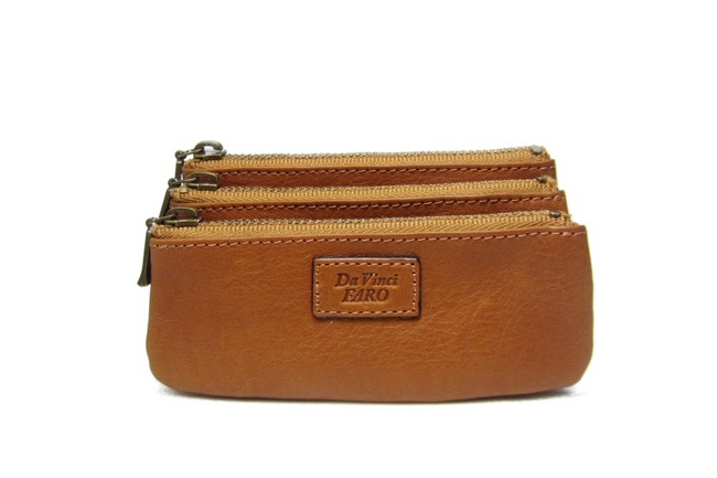 フレグランスレザー　AROMA Leather Goods Triple Zip Case - M ダヴィンチ ファーロ　Davinci FARO