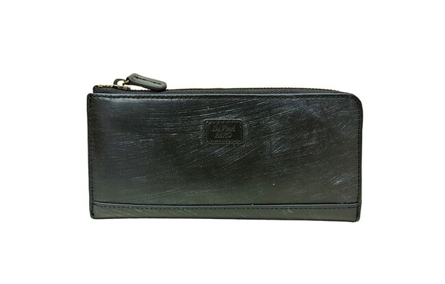 ダヴィンチファーロのコレクション「BRIGHTON Oak Bark L-zip Long wallet (wide type)」BLACK