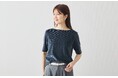 夏も秋も。エアリーなベロアTシャツ登場。光沢と軽やかさをまとう、「コットンベロア5分袖Tシャツ」