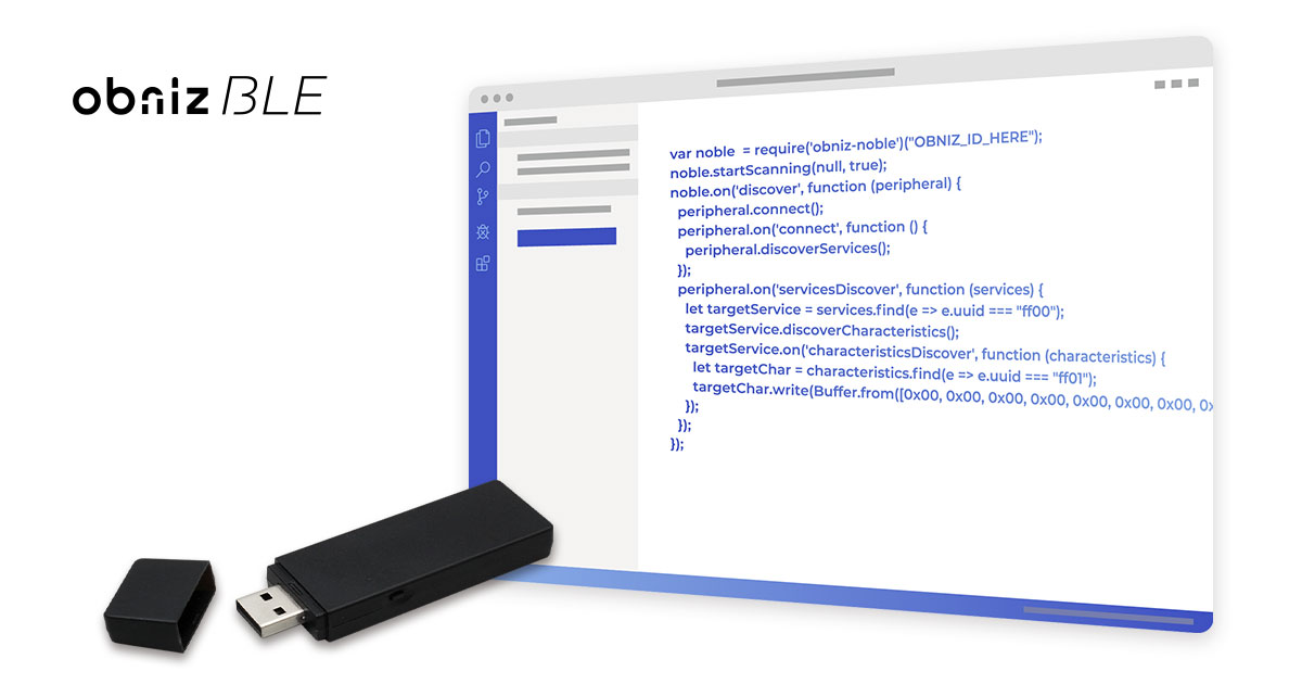 USBタイプのプログラマブルBLE/Wi-Fiゲートウェイ「obniz BLE