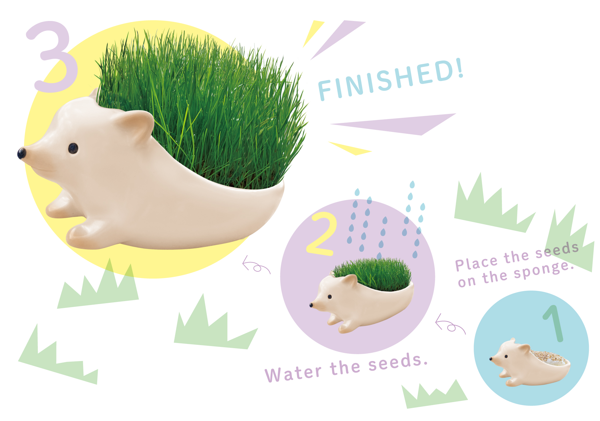 SALE／78%OFF】 栽培キット 室内 芝 クローバー グリーンハリネズミ TOY-8 植物 プランター お部屋で育てる インテリア 小学生 子供  女性 男性 おしゃれ 自由研究 入学祝い 遊んで学べる プレゼント ギフト 宿題