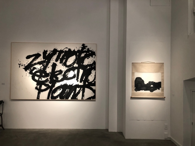 展示風景 Ayako Someya作品（右）と、ハシグチリンタロウ作品（左）