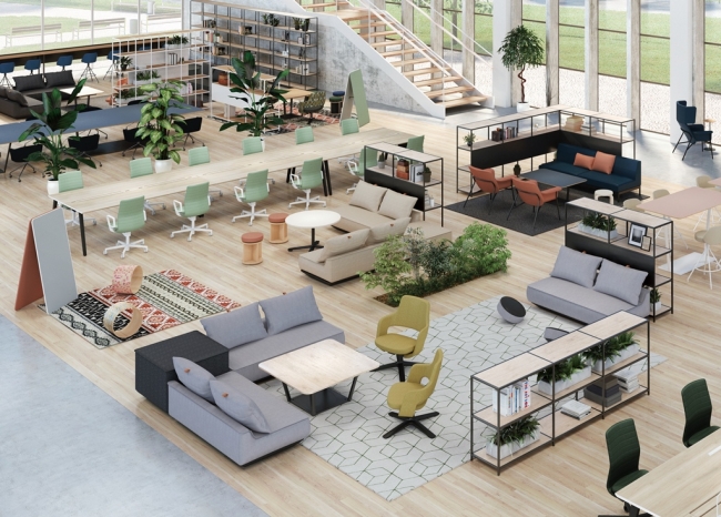 写真： 2020 年向け「 オフィスラウンジ 」 家具による空間構成 イメージ