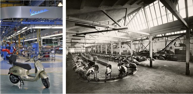 2021年と1950年代のイタリア・ポンテデーラ工場
