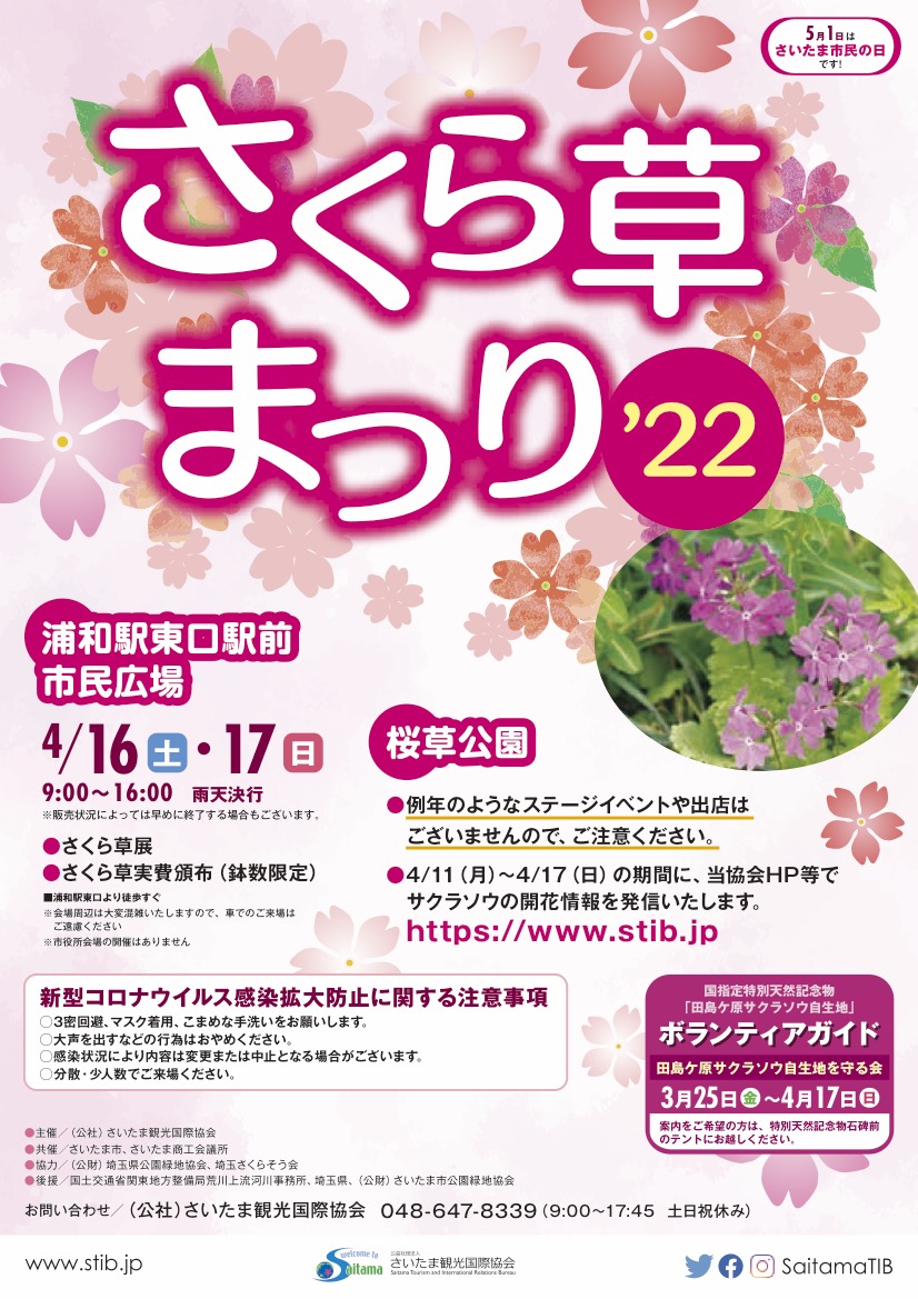 さくら草まつり ２２ を開催します 公益社団法人さいたま観光国際協会のプレスリリース