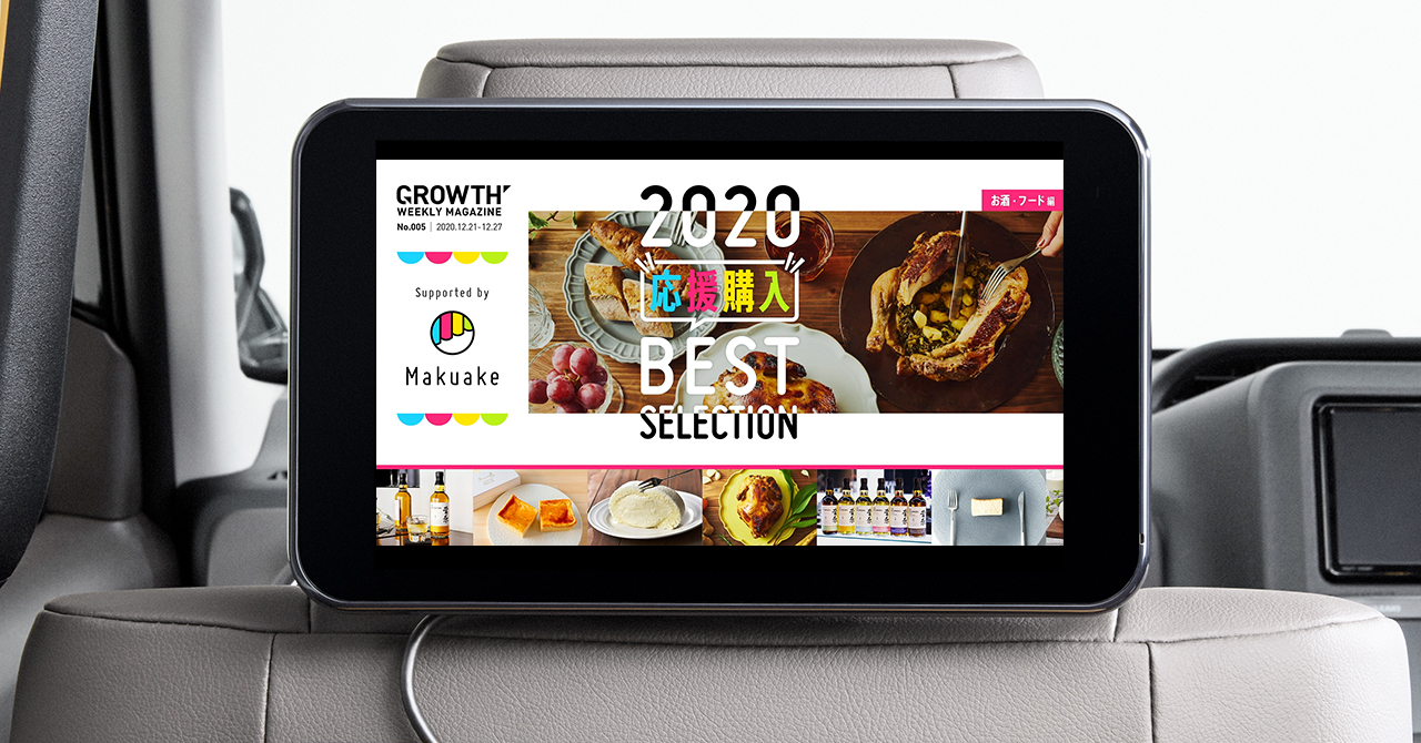 都内1.1万台のタクシーと連携したモビリティメディア「GROWTH」本日より日本最大級の応援購入サービス「Makuake」提供の『2020年 応援購入ベストセレクション』の配信を開始