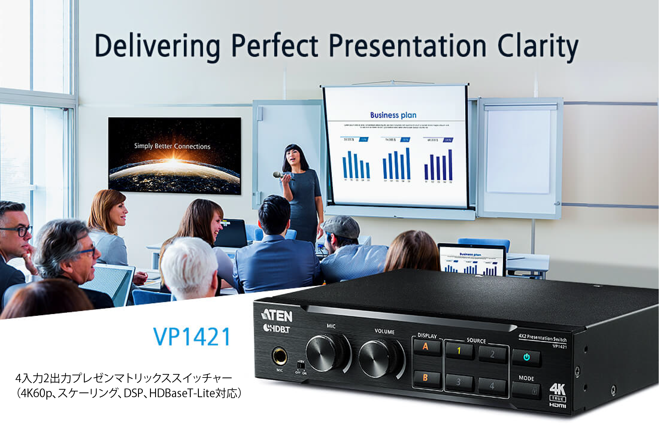 在庫高評価 ATEN VP1421 4入力2出力プレゼンマトリックススイッチャー