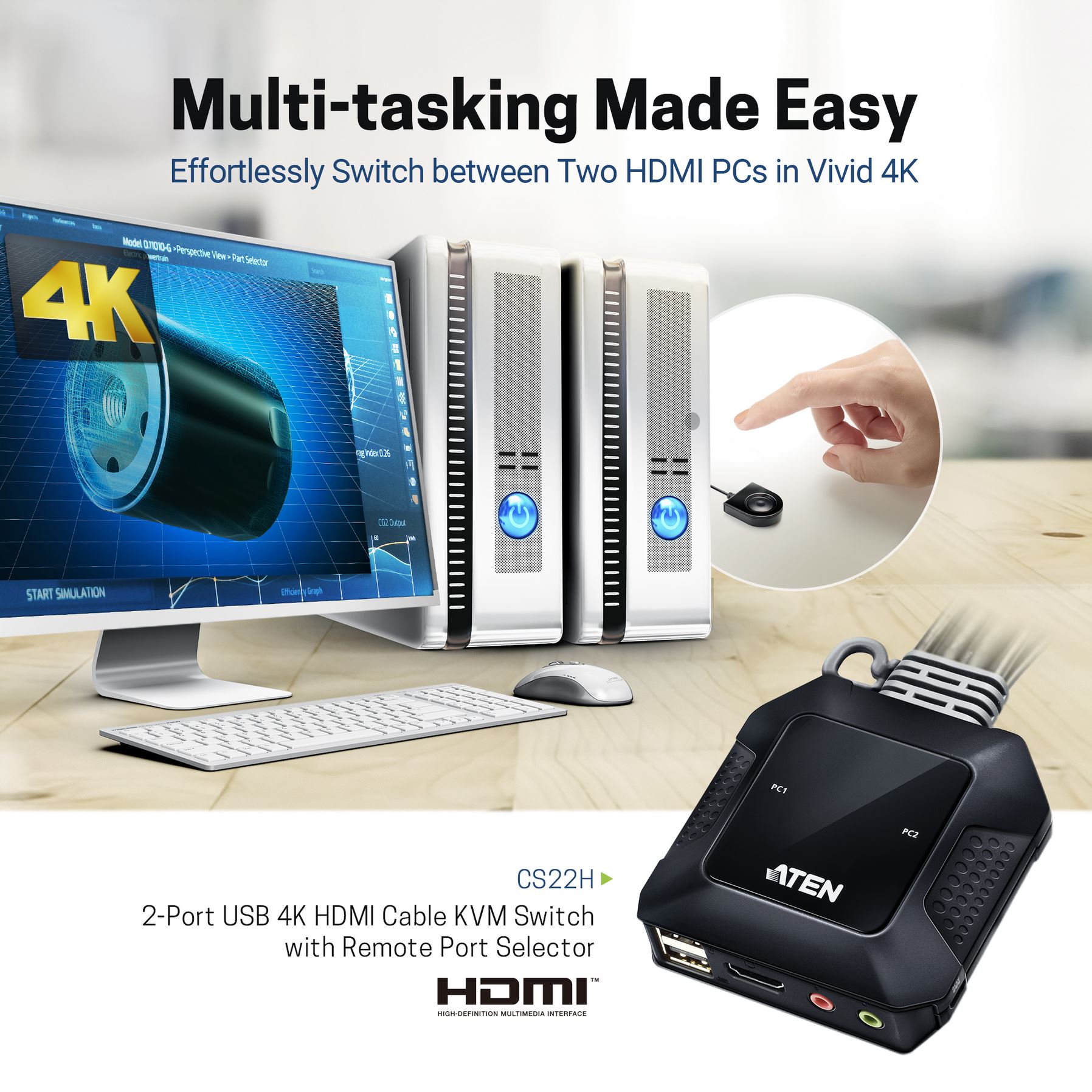 HDN-4Plus 4K対応 KVMスイッチ PC-