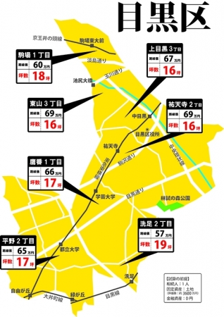 目黒区の相続税マップ