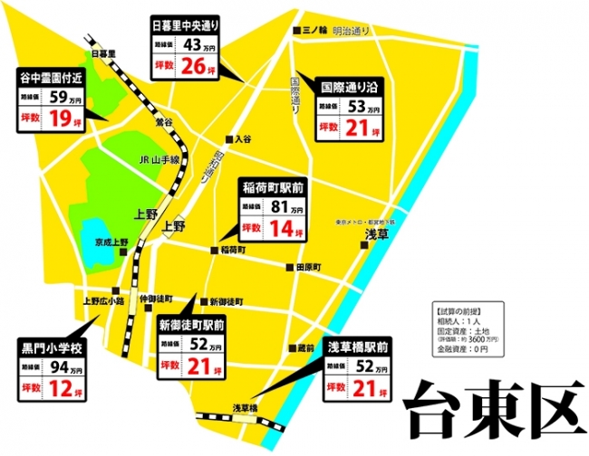 台東区の相続税マップ