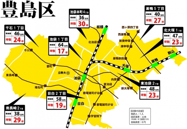 豊島区の相続税マップ