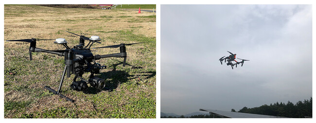 DRONE PILOT AGENCY株式会社のドローン機体。様々な現場の撮影を可能とし、画像解析技術を用いて点検や診断を行います。
