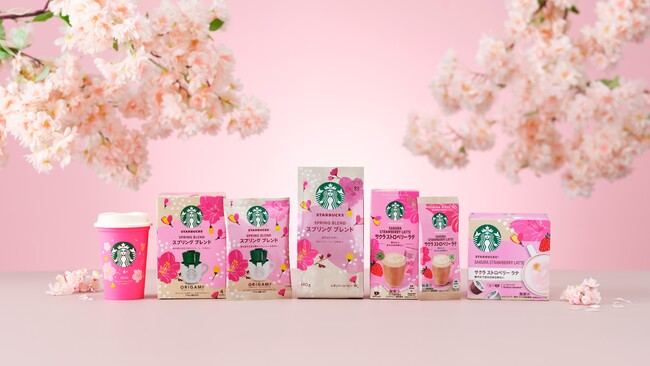 画像(イメージ)： 「スターバックス(R) スプリング ブレンド」製品、 「サクラ ストロベリー ラテ」製品ラインアップ