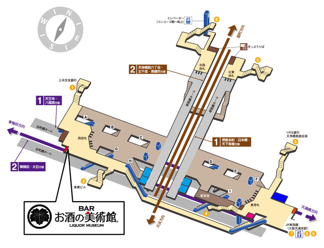 Osaka Metro 南森町駅 駅構内図