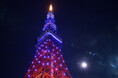 東京タワーがSAMURAI BLUEのチームカラーにライトアップ
