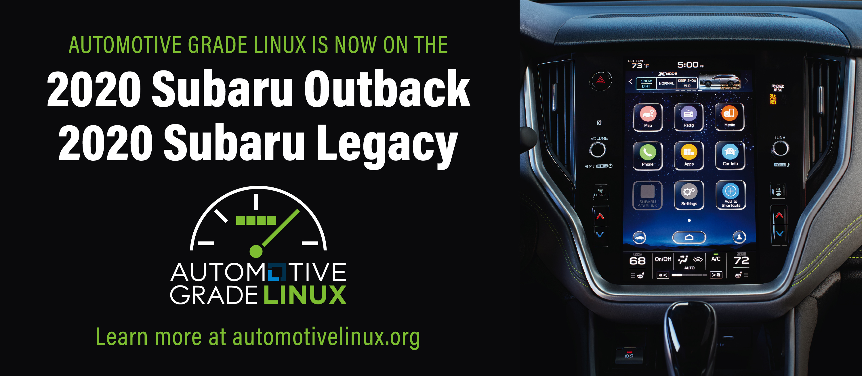 2020 SUBARU OUTBACK および 2020 SUBARU LEGACY 搭載 インフォテインメント プラットフォームに AGL を採用