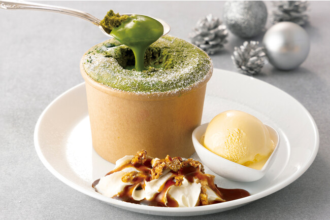 抹茶シフォン フォンダンプレート バニラアイス添え 抹茶シフォン フォンダンプレート バニラアイス添え