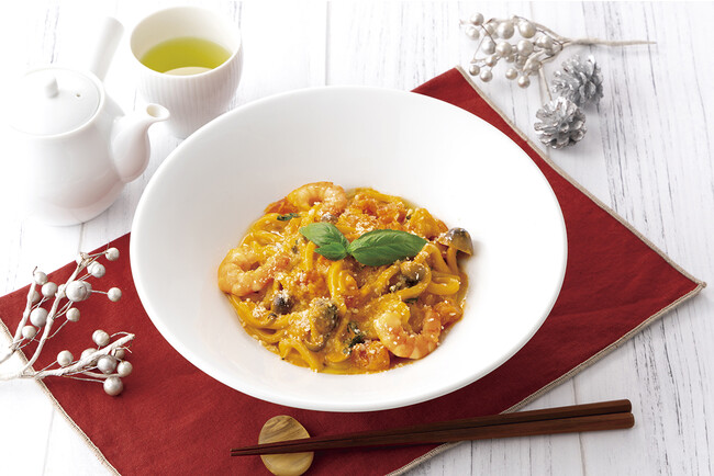 海老のトマト豆乳クリームうどん 海老のトマト豆乳クリームうどん