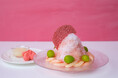 【頭がキーンとしにくい信州深層純氷で作るかき氷・夏の第二弾】季節の移ろいを味わうように、フルーツの魅力を重ねたご褒美デザート「桃×シャインマスカット～Wフルーツかき氷～」