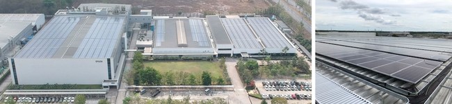 建屋の屋上を活用した太陽光発電システム（タイの製造拠点）