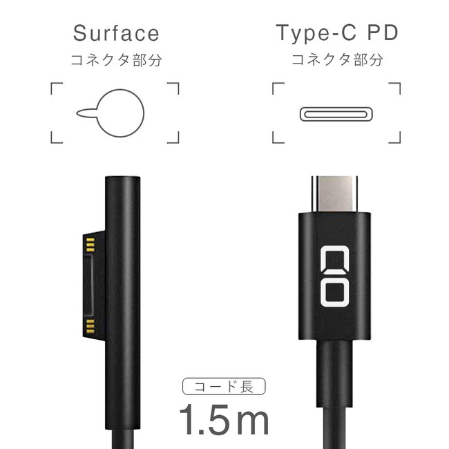 Surfaceシリーズ対応 USB Type-C to Surfaceコネクター 急速PD充電ケーブル 『CIO-SCPD-1』をリリース｜株式会社CIOのプレスリリース