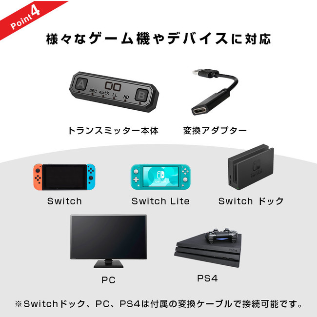 Switch/PS4/PS5/PCのオーディオをワイヤレスに！ Bluetoothデバイスに対応したコンパクトなオーディオトランスミッター 『BT-TM800』『BT-TM700』の期間限定セールを開催｜株式会社CIOのプレスリリース