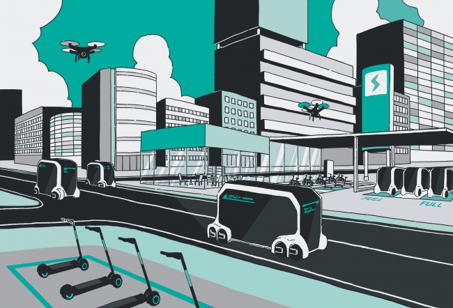 参考画像3：電動マイクロモビリティが普及した将来の街のイメージ