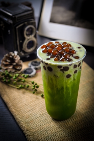 黒糖タピオカ抹茶ミルク