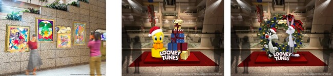 左:アーティストコラボ作品展示/中・右:クリスマスフォトスポット ※画像はイメージです 左:アーティストコラボ作品展示/中・右:クリスマスフォトスポット ※画像はイメージです