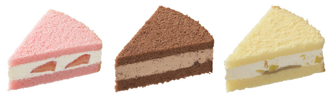 左より：苺ショート・チョコショート・マロンショート