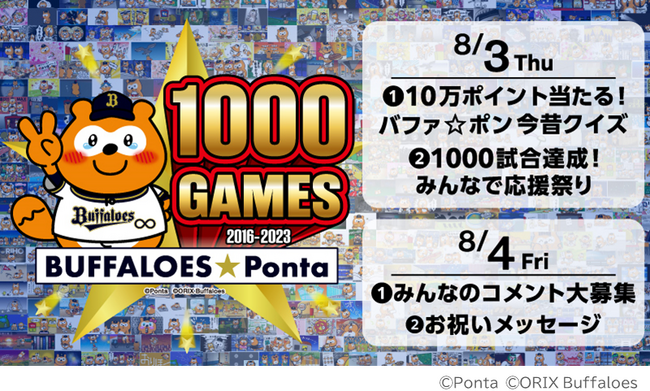 2023年8月3日、バファローズ☆ポンタが1000試合応援達成！｜プレス