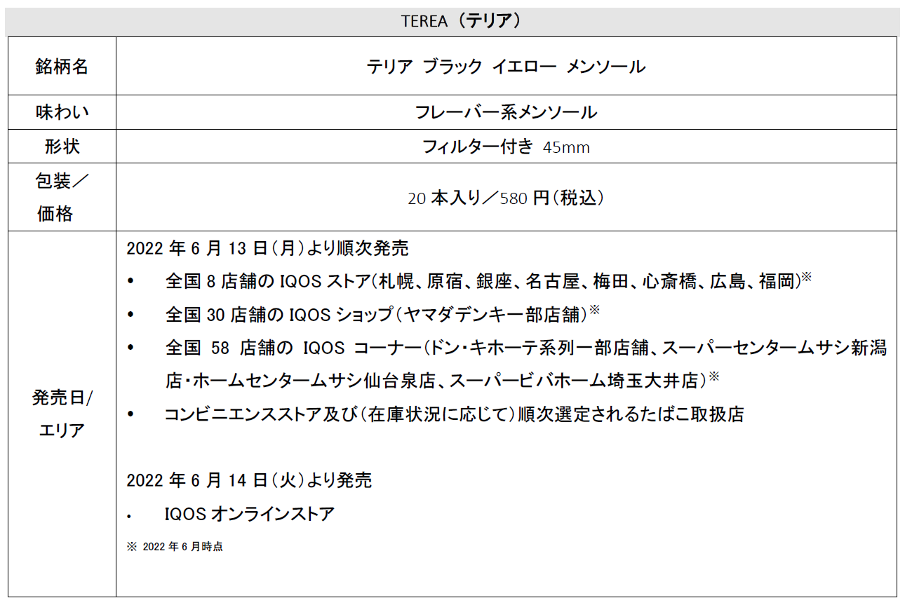 TEREA（テリア）」からフレーバー系メンソール「テリア ブラック