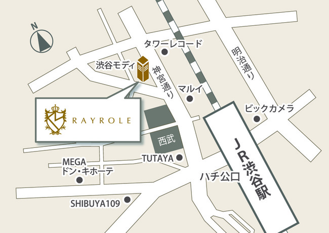 レイロール渋谷モディ店アクセスマップ