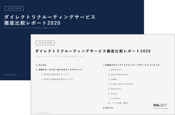 人事向け資料 ダイレクトリクルーティングサービス徹底比較レポート 無償公開 新卒 中途 別に各サービスの特徴を解説 株式会社vollectのプレスリリース