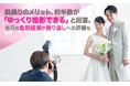 前撮りのメリット、約半数が「ゆっくり撮影できる」と回答。当日の負担軽減や撮り直しへの評価も