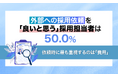 外部への採用依頼を「良いと思う」採用担当者は50.0%。依頼時に最も重視するのは「費用」