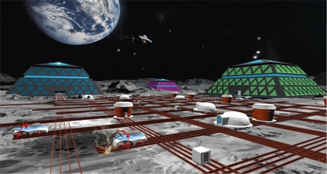 VR技術を用いた未来の月面都市のイメージ