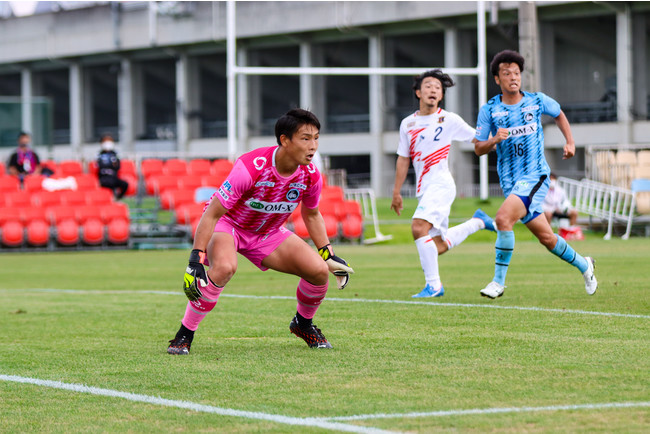 相手の攻撃をストップしたGK田中大（Photo：辻本翔子）