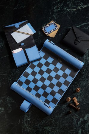 Panama チェスロール（ナイルブルー）、 ダブルトランプケース（ブラック＆ナイルブルー）