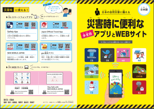 在留外国人に向けた、内閣府『災害時に便利なアプリとWEBサイト・多