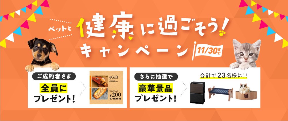 ペットのために私たちができること ペットと健康に過ごそう キャンペーン 開始 ご成約者さま全員に電子ギフト券 プレゼント 抽選で豪華賞品が当たる アイペット損害保険株式会社のプレスリリース