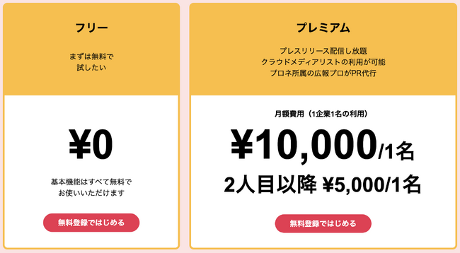▲PRONEの2つの会員プラン（企業向け）