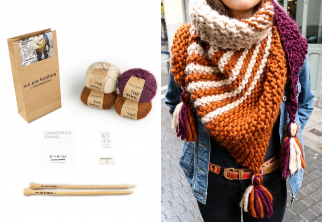 ウィーアーニッターズの編み物キット、perfect giftsコレクションのChristkind shawl ストール